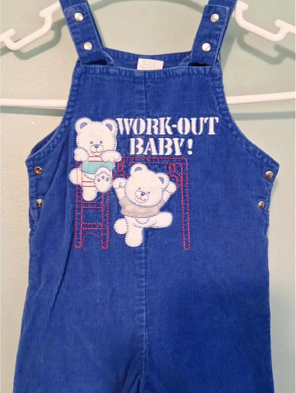 Vintage 100% Cotton Blue Corduroy Overall Workout Baby Size 12m